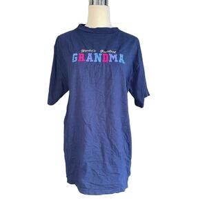 Briar Creek Womens Cotton Navy Blue Multicolor Worlds Greatest Grandma T-Shirt L